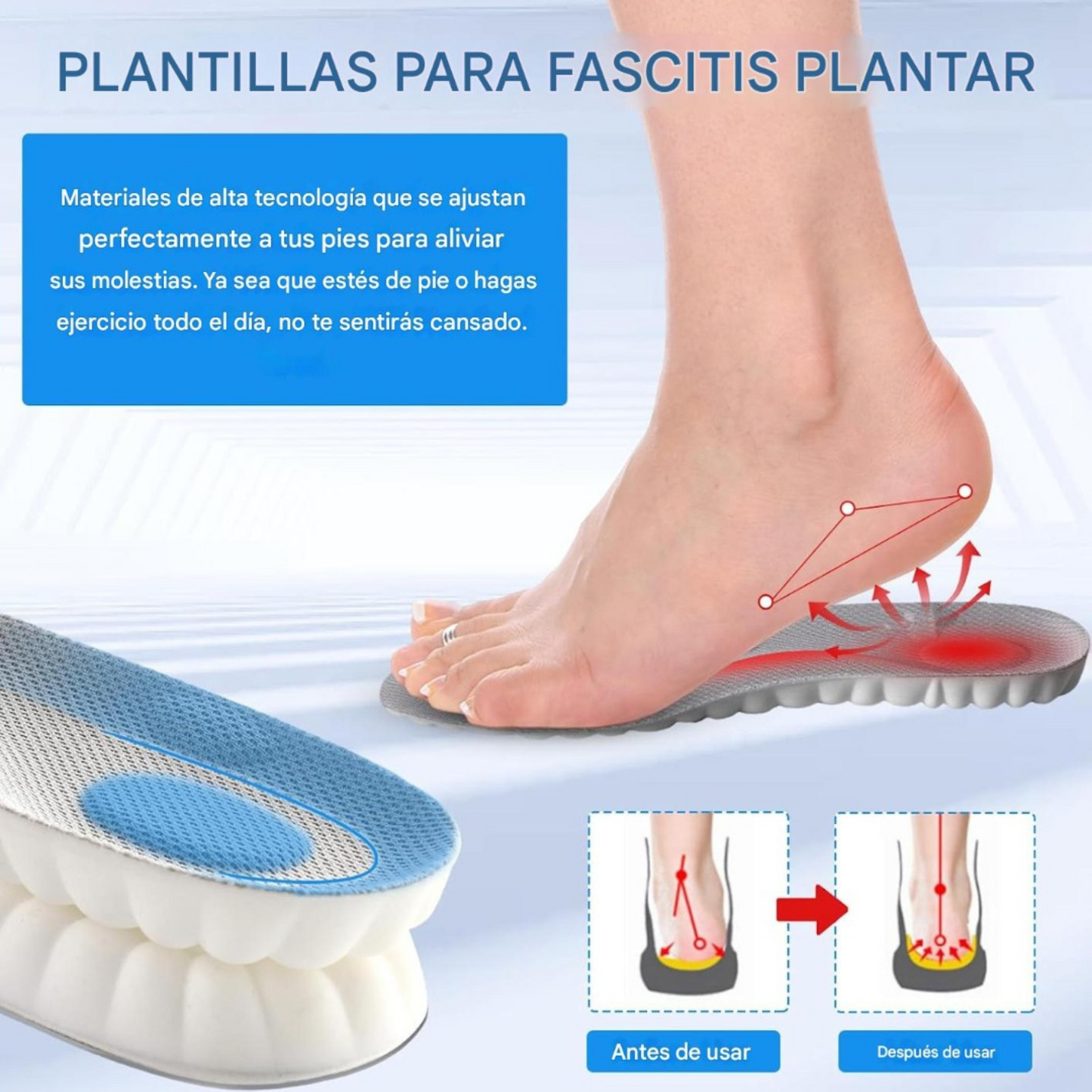 Plantillas para fascitis plantar con efecto masaje